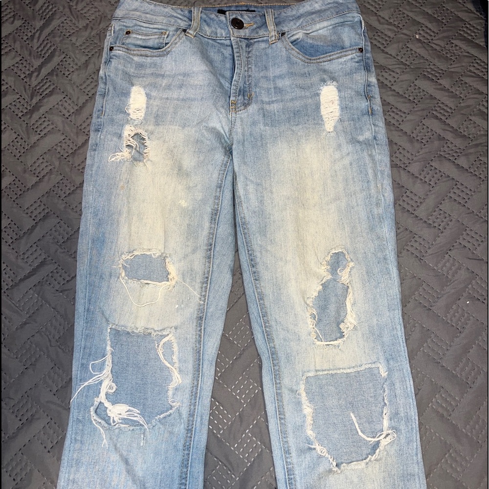 High Waisted Ripped Boyfriend Jeans
